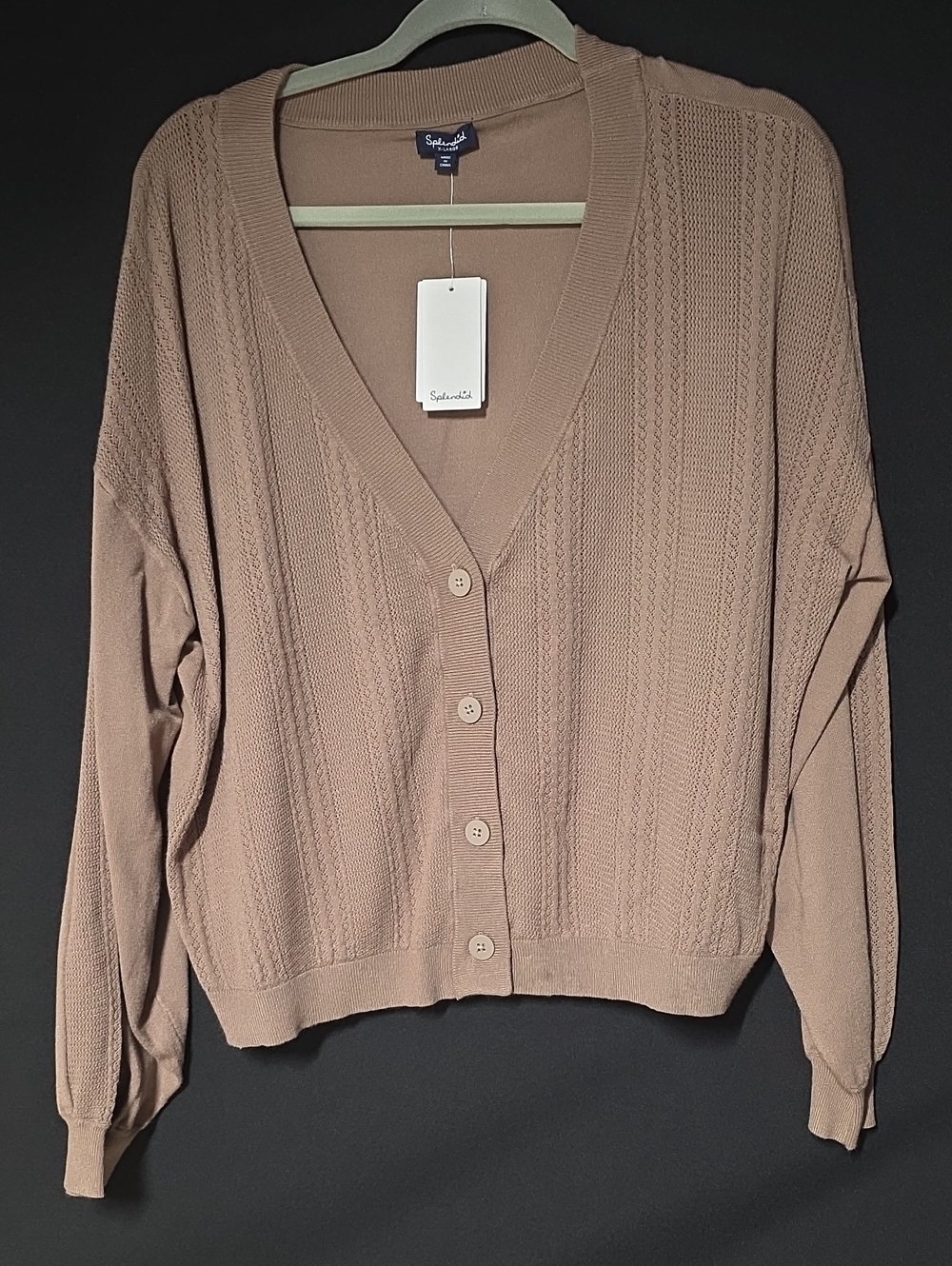 Splendid Mauve-Taupe Button-Front V-Neck Cardigan